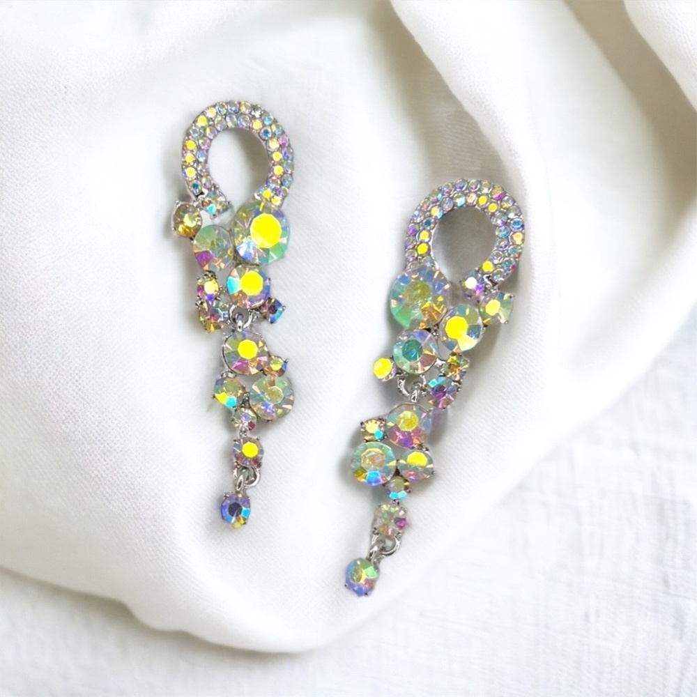 Sparkle & Shine Rhinestone Drop Earrings – Crystal & Black Glam (NWT) - Picture 7 of 7